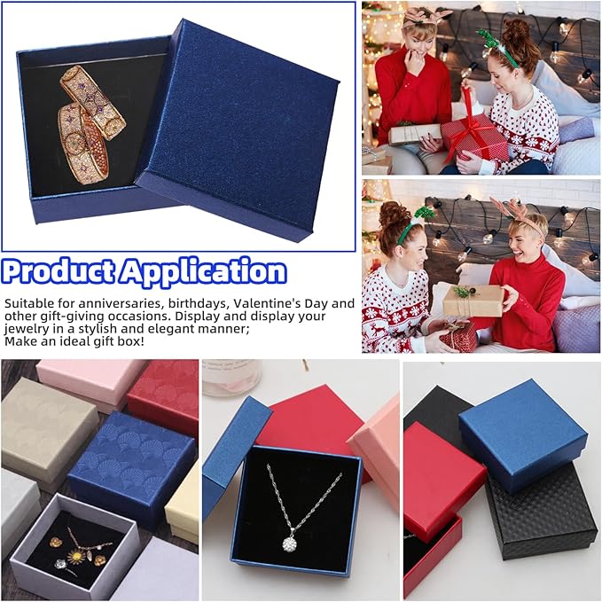 Glarks 12pcs Baby blue Jewelry Gifts Boxes Kit, 3.5 x 3.5 x 1.1in Jewelry Boxes for Ring Earring Jewelry, Christmas, Birthday, Anniversaries, Valentine’s Day, Mother’s Day and Other Festivals