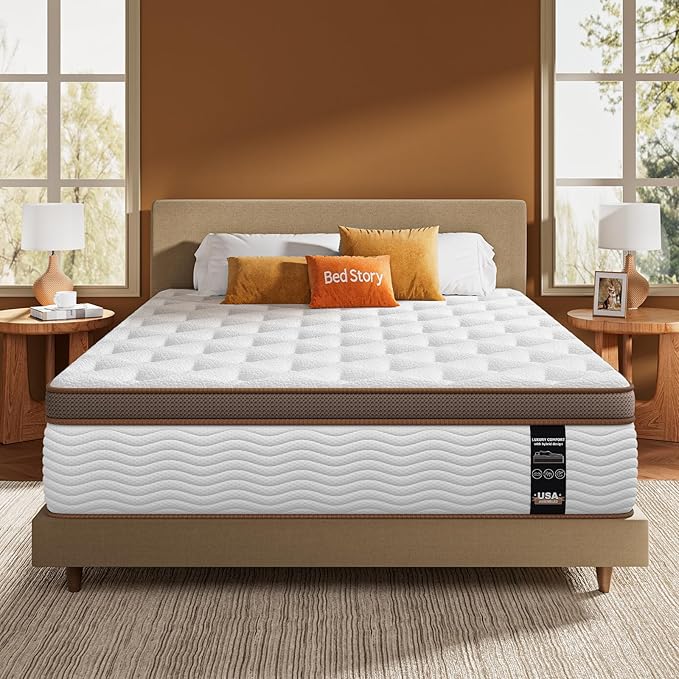 BedStory Full Size Mattress Medium Firm - 12 Inch Hybrid Mattress Full with 2.0mm Advanced Pocket Springs - Optimal Spine Alignment and Motion Isolation, CertiPUR-US Certified