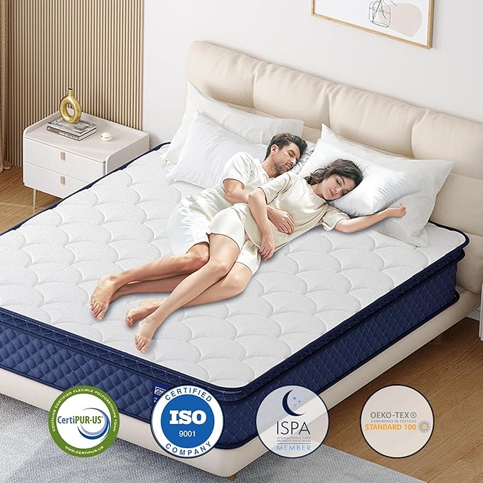 Twin Mattress, 12 Inch Twin Hybrid Mattress for Kids, Twin, Fiberglass Free, Medium Plush, Foam and Spring Hybrid Mattress for Motion Isolation, Pressure Relief & Edge Support, Mattress in A Box
