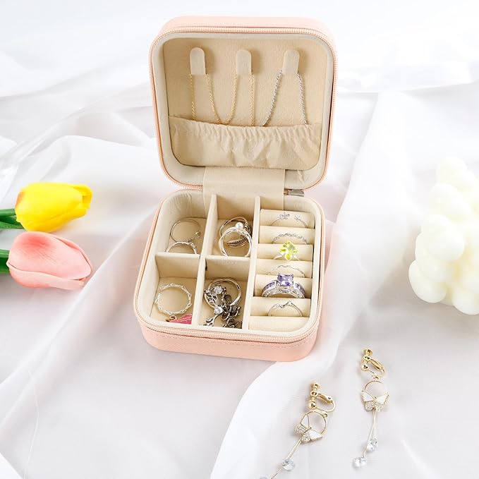 ODB Personalized Portable Travel Jewelry Box, Travel Essentials for Women, Mini Travel Jewelry Organizer, Customized Small Travel Jewelry Case With Initials, Gift for Girls, Teen, Woman (Dog Lover)