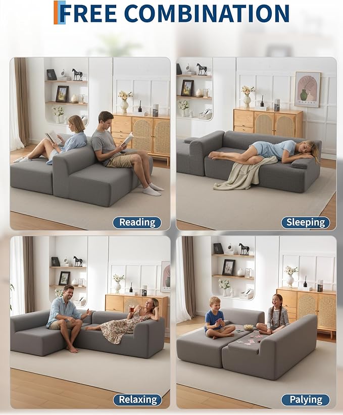 Garvee 108'' Modular Sectional Sofa, Left Facing Chaise L-Shaped Boneless Couch, Ultra Deep Seat Modern Sectional Sofa for Living Room, 5mm Wale Corduroy Fabric, Gary