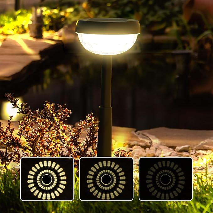 Ensenior 10-Pack Solar Lights Outdoor, Auto ON/Off 3000K LED Solar Garden Lights for Pathway, Yard, Patio, Walkway, Flower Bed, Waterproof, Energy-Efficient Landscape Lighting, Adjustable Height