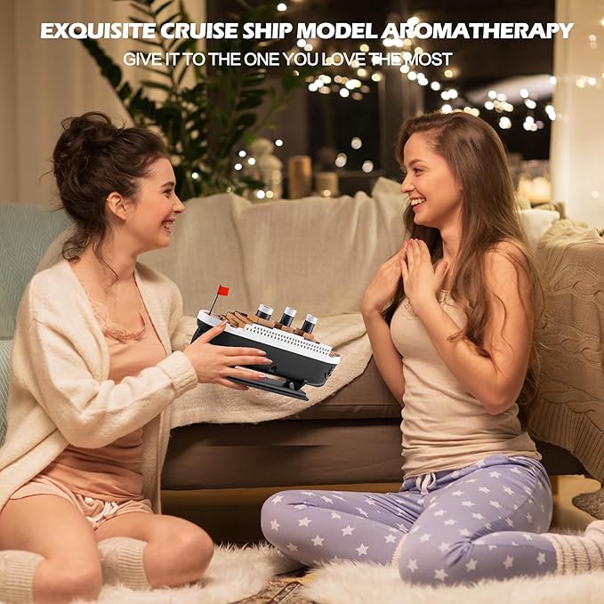 Cruise Ship Aromatherapy Diffuser with Remote Control, 250ml Essential Oil Diffuser, Cool Mist Humidifier, Jellyfish Mist Effect, LED Mood Lights, Decorative Aroma Diffuser for Home, Bedroom & Office