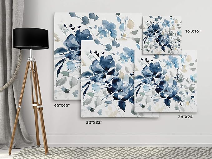 Wexford Home Indigo Garden II Gallery Wrapped Canvas Wall Art, 40x40,