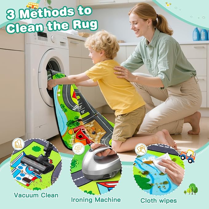Road Car Rug, 4x6 Ft City Road Rug for Kids, Extra Thick (0.4in) Kids Floor Play Mat and Car Carpet with Realistic Colors - Perfect for Children, Soft and Non-Slip for Playroom and Bedroom