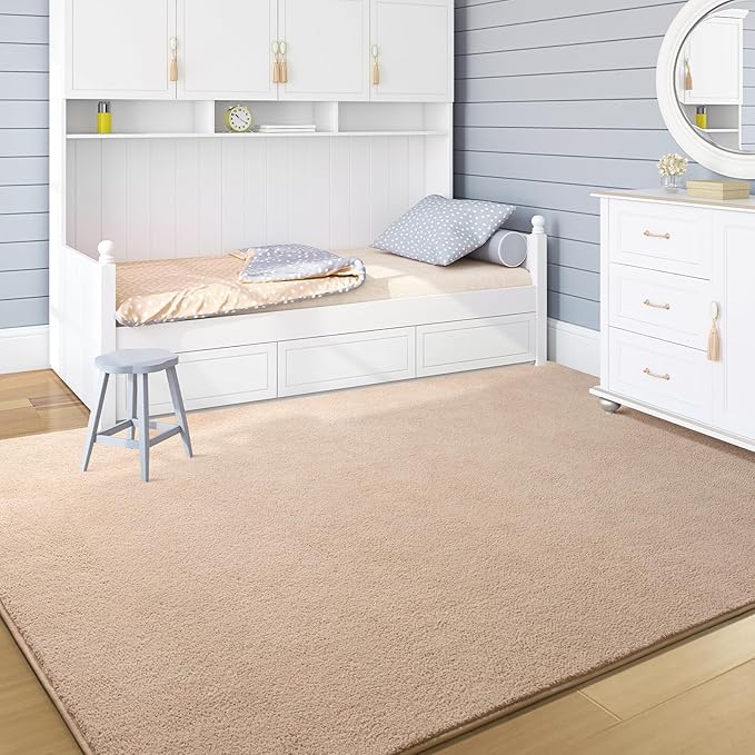 Soft Rugs for Living Room 5x7 Beige, Minimalist Area Rug for Bedroom Nursery Dining Table Dorm, Throw Rugs for Men Boys Girls Kids Room Indoor Floor Carpets