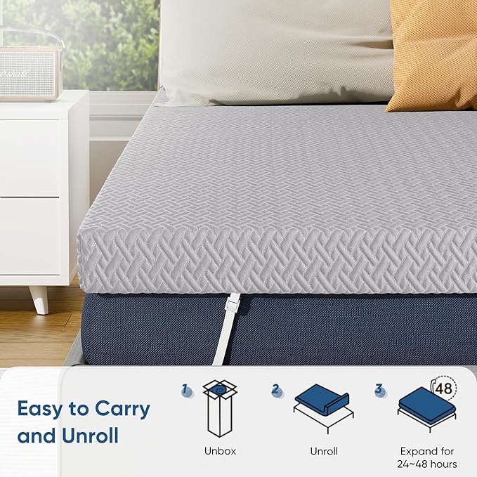 Memory Foam Mattress Topper Cal King Size, 3 Inch Gel Infused Cooling Mattress Pad with Breathable Bamboo Cover, Pressure Relief & Machine Washable Bed Topper 72"x84" Gray