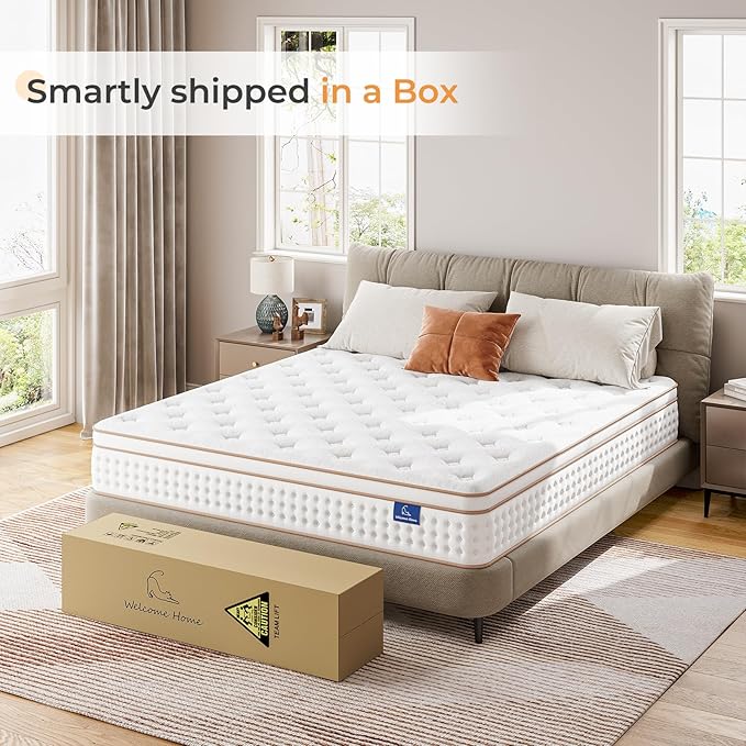 Vesgantti Twin Mattress, 10 Inch Memory Foam Hybrid Mattress in a Box with Individual Pocket Spring, Twin Size Mattress for Pressure Relief, Motion Isolation, Medium Firm Support