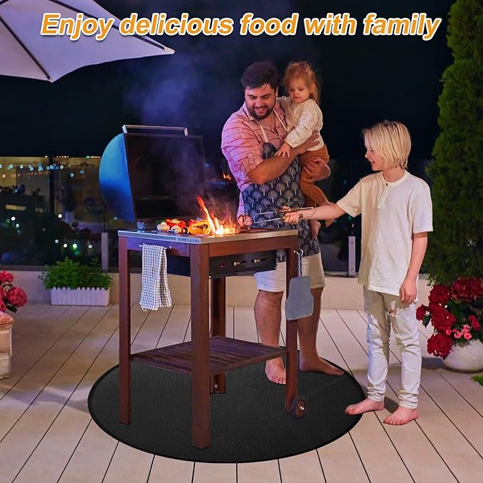 20'' Fire Pit Mat for Solo Stove Bonfire, Round Grill Mats for Outdoor Grill Fireproof Waterproof BBQ Grill Mat for Solo Stove Accessories, Grill Matt for Outdoor Grill Deck Protector
