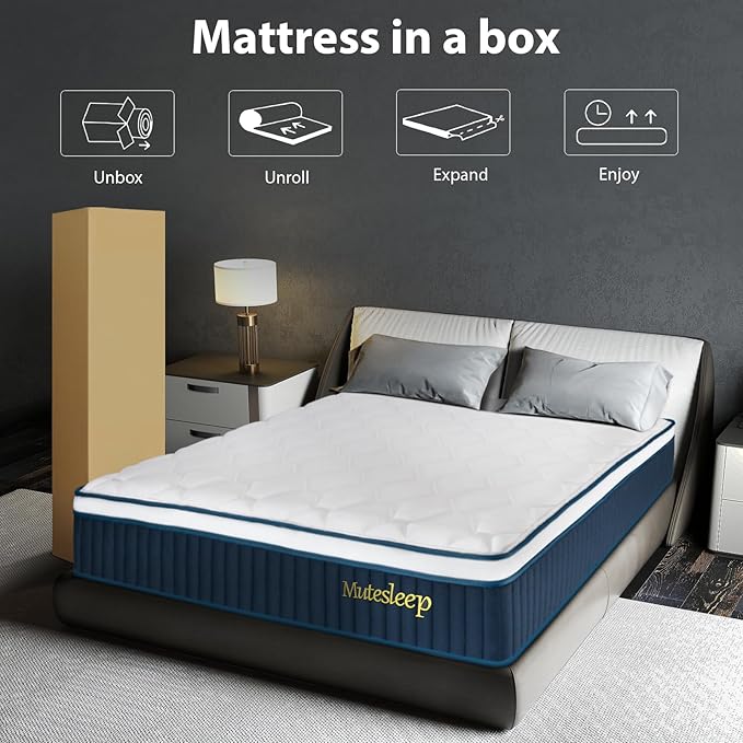 Full Size Mattress 12 Inch, Full Mattress in a Box, Hybrid Gel Memory Foam Medium Firm Feel Individual Pocket Springs Matress, Breathable Fabric, Strong Edge Support, Fiberglass Free