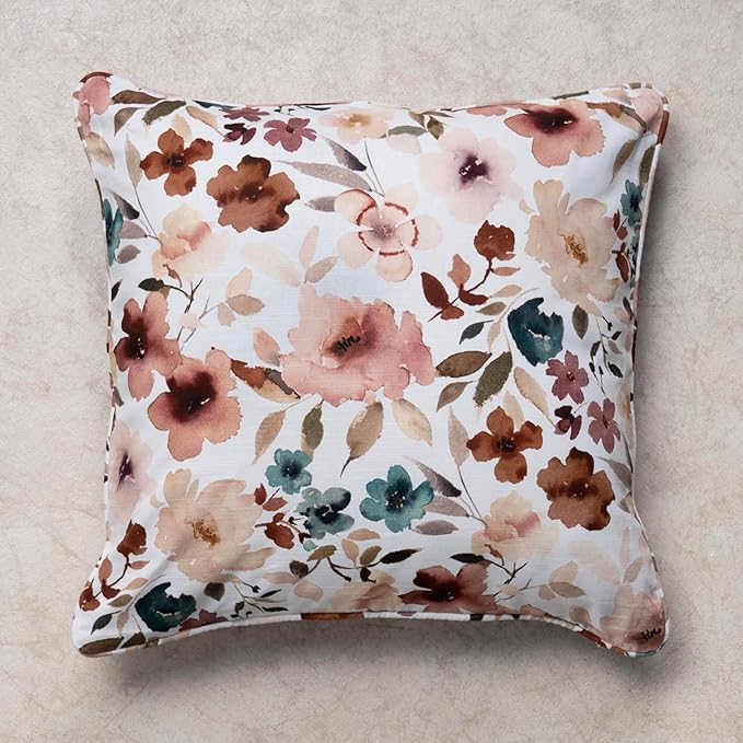 Maison d' Hermine Decorative Pillow Covers 20x20 Inch Square 100% Cotton Throw Pillow Covers with Invisible Zipper Cushion Case for Living Room Couch, Chair, Sofas, Bedroom, Home (Blossom - Florie)