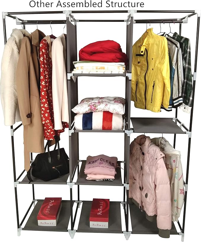 Wardrobe Storage Closet Clothes Portable Wardrobe Storage Closet Portable Closet Organizer Portable Closets Wardrobe Closet Organizer Shelf Wardrobe Clothes Organizer Standing Closet Gray