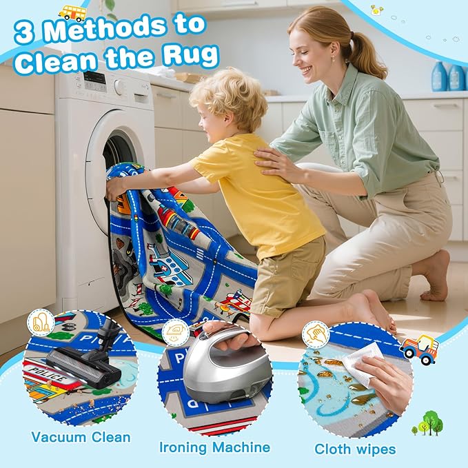 Road Car Rug, 3x5 Ft City Road Rug for Kids, Extra Thick (0.4in) Kids Floor Play Mat and Car Carpet with Realistic Colors - Perfect for Children, Soft and Non-Slip for Playroom and Bedroom