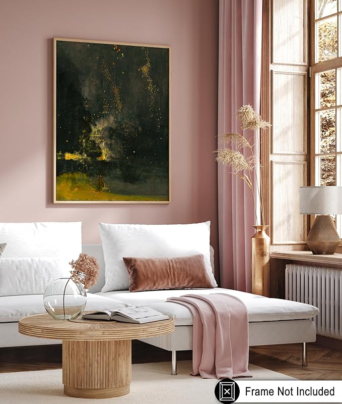 Poster Master Vintage Nocturne in Black and Gold Painting Poster - Retro The Falling Rocket Print - Abstract Art - Moody Art - Landscape Art - Office or Living Room Decor - 11x14 UNFRAMED Wall Art