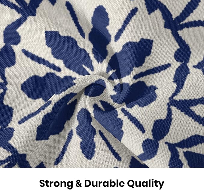 Navy Blue Boho Pillow Covers 20x20 Set of 2, Bohemian Ethnic Carpet Pattern Design Decorative Throw Pillows Linen Blue Print Farmhouse Cushion Pillow Covers for Sofa Couch Outdoor Decor