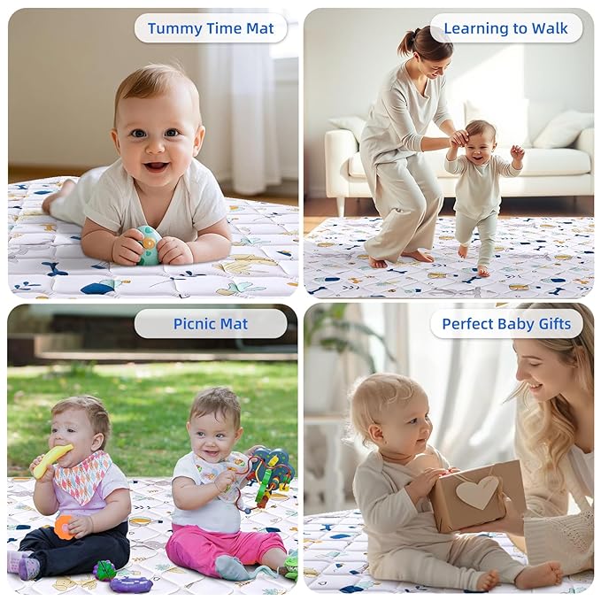 Lilyvibebearhappy Premium Foam Baby Play Mat 79" X 71", Extra Large Soft Thicker Activity Playmats for Babies, Toddlers, Infants, Play & Tummy Time, Foldable & Machine Washable Baby Crawling Mat