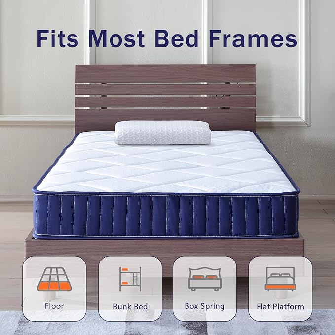 6 Inch Twin Mattress Hybrid Innerspring and Foam Mattress in a Box,Medium Soft Feel,Motion Isolation & Pressure Relief,Cooling Bed Mattress for Twin Bed Frames,CertiPUR-US Certified (Twin)
