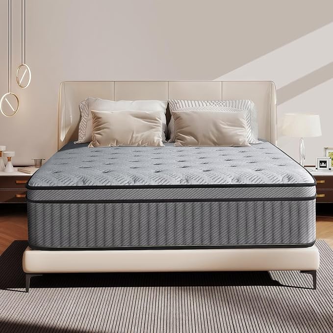 Twin Mattress 10 Inch, Medium Firm Hybrid Mattress with Lumbar-Zoned Foam and Pocket Springs for Motion Isolation and Edge Support