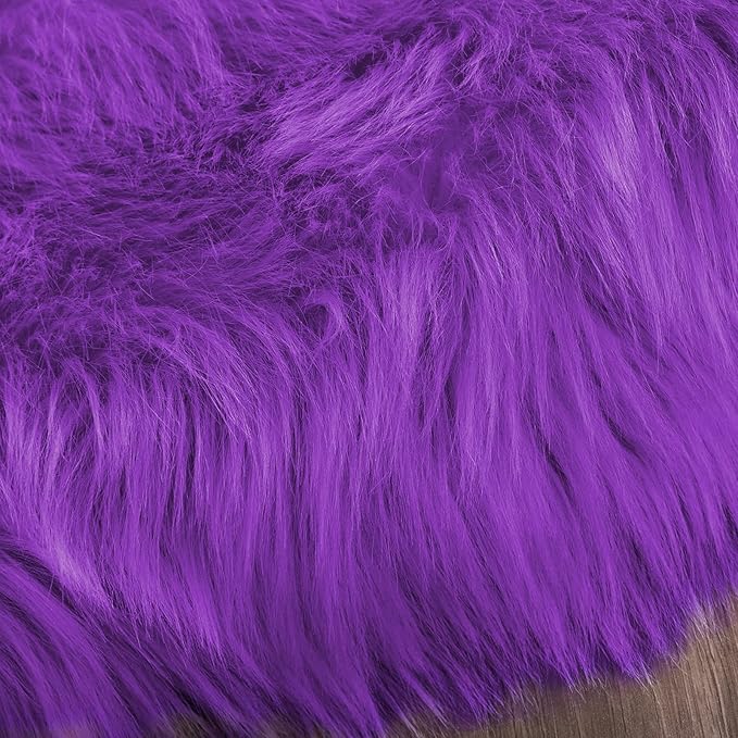 Latepis Fuzzy Purple 4x6 Area Fluffy Sheepskin Rug Shag Faux Fur Rug Plush Throw Rugs for Living Room Soft Shaggy Rugs for Bedroom Dorm Home Decor Sheepskin