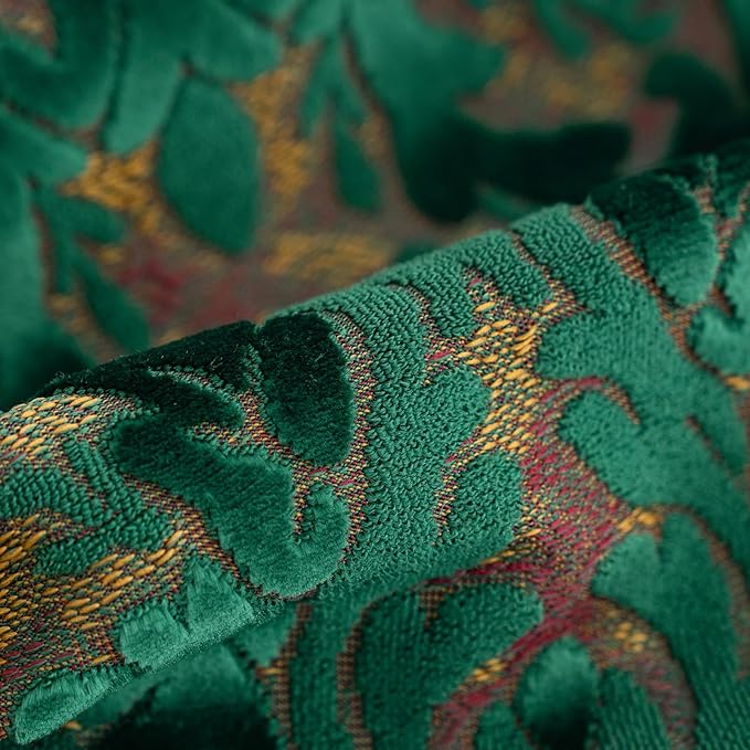 Alerfa Boho Green Floral Throw Pillow Cover 20x20 Inch Cut Velvet Sqaure Luxury Embroidered Decorative Pillow Cover for Couch Living Room Bedroom