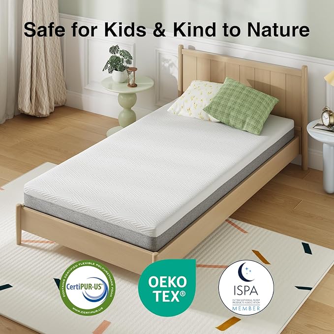 Novilla Twin Size Mattress, 6 Inch Twin Mattress for Kids, Gel-Infused Memory Foam Mattresses in a Box for Pain Relief & Enhanced Support & Cooling Sensation, CertiPUR-US Certified