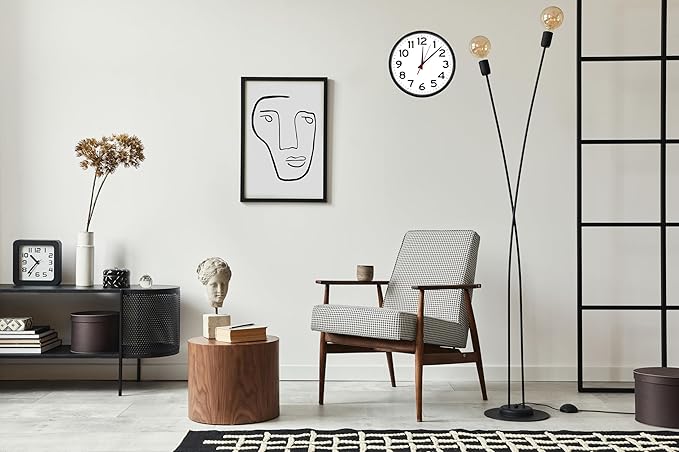 | 14 Inch | Modern | Atomic | Analog | Home | Office | School | Gym | Indoor | Outdoor | Sets Automatically | Unbranded | Classic | Black | Battery Operated | Modern Décor