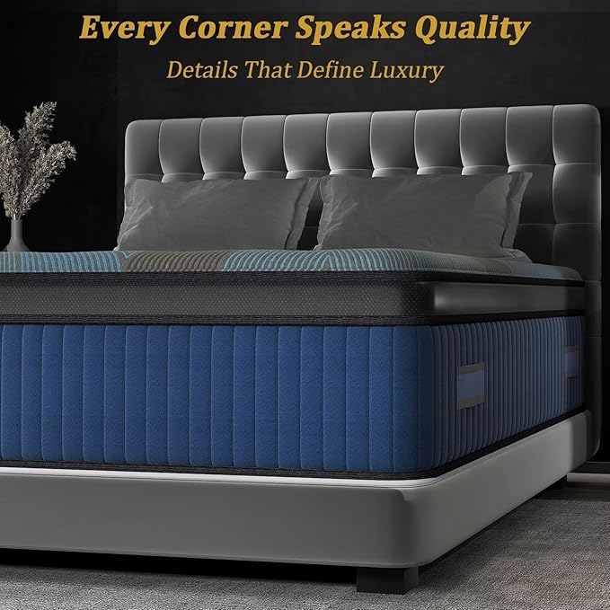 Full Mattress 14 Inch, 2025 Hybrid Full Size Mattress in a Box, Upgrade Durable Individual Pocket Springs, Medium Firm Lumber Support Pressure Pain Relief, Breathable Comfort, CertiPUR-US Certified