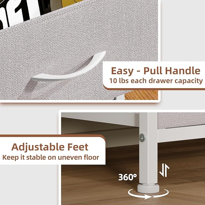 Somdot Small Dresser for Bedroom with 3 Drawers, Nightstand Storage Chest of Drawers with Removable Fabric Bins for Closet Bedside Living Room Laundry Entryway Hallway, Ash Grey