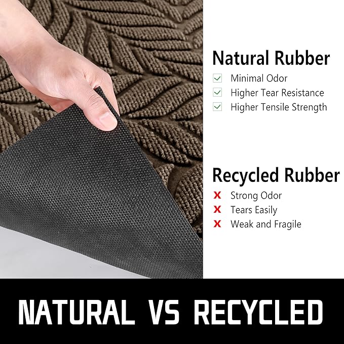 Yimobra Front Door Mat Outdoor Indoor, 47x32 All-Season Waterproof Welcome Mat, All-Weather Outside Entrance Mat, Non-Slip Patio Porch Doormat, Low Profile, Fade Resistant, Brown