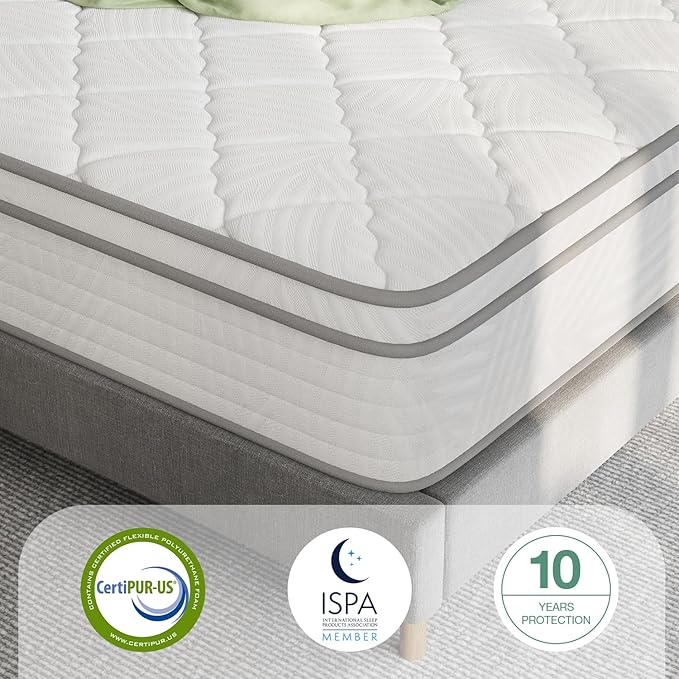 Novilla 10 inch King Mattress, Hybrid Mattress King Size with Comfortable Foam & Individually Pocket Spring, King Size Mattresses in a Box for Back Pain Relief & Support, Certipur-Us Certified
