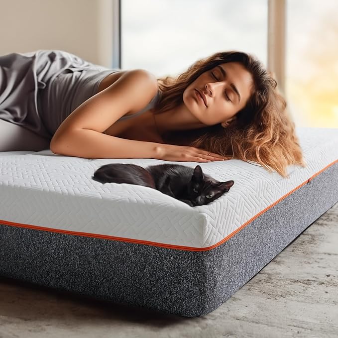 Marsail 10 Inch Queen Size Mattress, Cooling Gel Memory Foam, Fiberglass Free Breathable Cooling Bed Queen Mattress, Medium-Firm in A Box