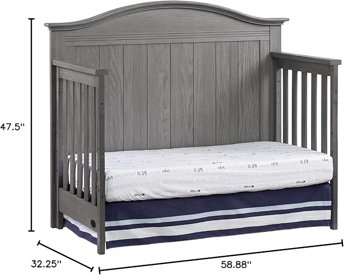 Soho Baby Chandler Premium 4-in-1 Convertible Crib, Graphite Gray, GreenGuard Gold Certified