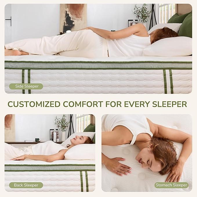 King Mattress, 12 Inch King Hybrid Mattress with Individually Pocket Innerspring for Cool Motion Isolation & Silent Sleep, Pressure Relief, Edge Support,Medium Firm