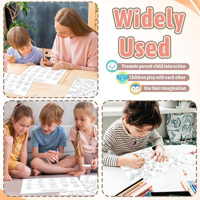 500 Pcs Disposable Coloring Placemats 5 Themed Coloring Activity Sheets Paper Mat Bulk 14.2"x10.2" Dining Table Paper Placemats Disposable Table Mat for Kids DIY (Weather,Shape,Color,Letter)