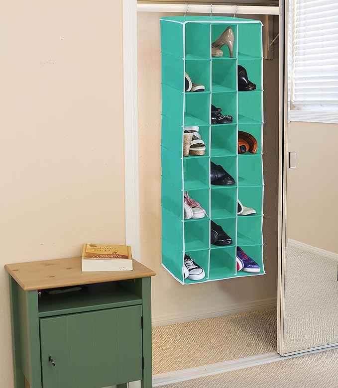 Simple Houseware Hanging Closet Organizers 24 Section Shoe Shelves, Turquoise