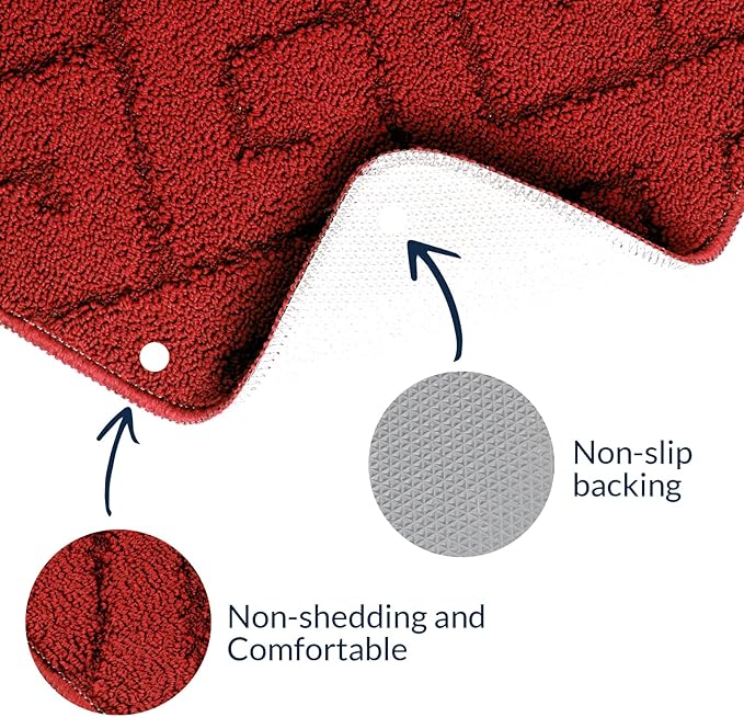 Walensee Indoor Doormat, Front Door Mat for Entrance (24"x35" Red) Machine Washable Entryway Rug, Non Slip Trapper Door Rugs Absorbent Dirt Low Profile Shoes Scraper Inside Floor Mats for Entry