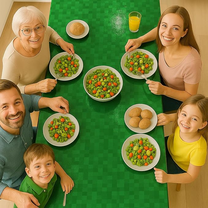 8Pcs Pixel Miner Party Decorations Tablecloth, 54" x 108" Gamer Birthday Tablecloth Disposable Plastic Pixel Gaming Birthday Decorations Table Cover for Kids Gamer Party Supplies