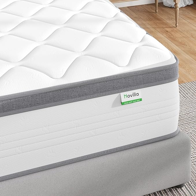 Novilla King Mattress in a Box,10 Inch King Size Mattress with Individually Pocket Innerspring, Pressure Relief & Motion Isolationt, Medium Firm Feel