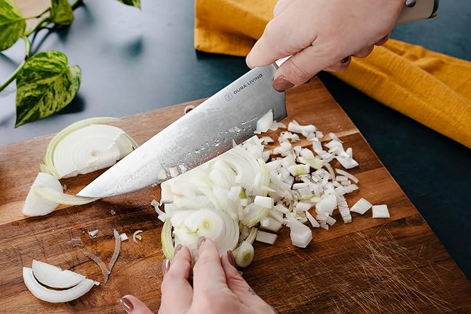 3-Piece Kitchen Knife Set – Ultra-Sharp German Stainless Steel, 8” Chef, 5” Utility, and 3.5” Paring Knives with Ergonomic Handles, Multipurpose Kitchen Knife Set, Clear