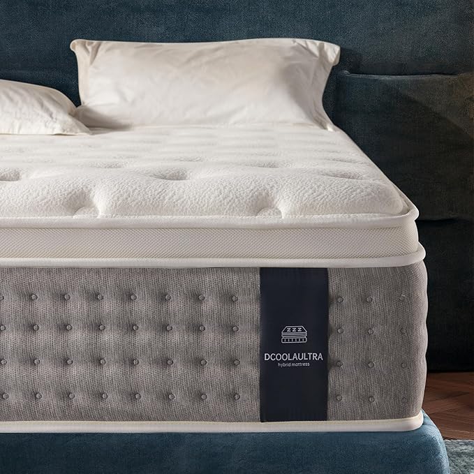 Queen Size Mattress 12 Inch, Medium Firm Hybrid with Memory Foam& Individually Wrapped Pocket Coils for Support,CertiPUR-US Certified,Fiberglass-Free