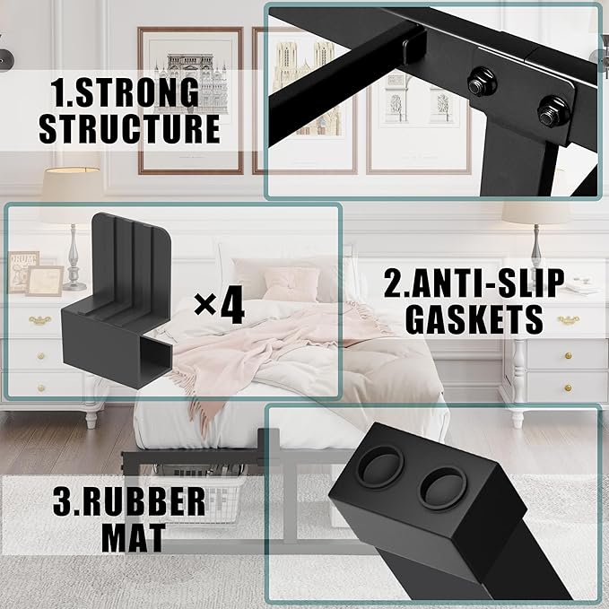 Twin Bed Frame, 18 Inch High 3500 lbs Heavy Duty Metal Platform, Mattress Foundation with Steel Slat Support/No Box Spring Needed/Noise Free/Non-Slip/Easy Assembly