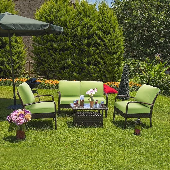 JMGBird Outdoor Chair Cushion Tufted Pillow, Outdoor Seat Cushion Set 19"x19" Outdoor Cushions for Patio Furniture