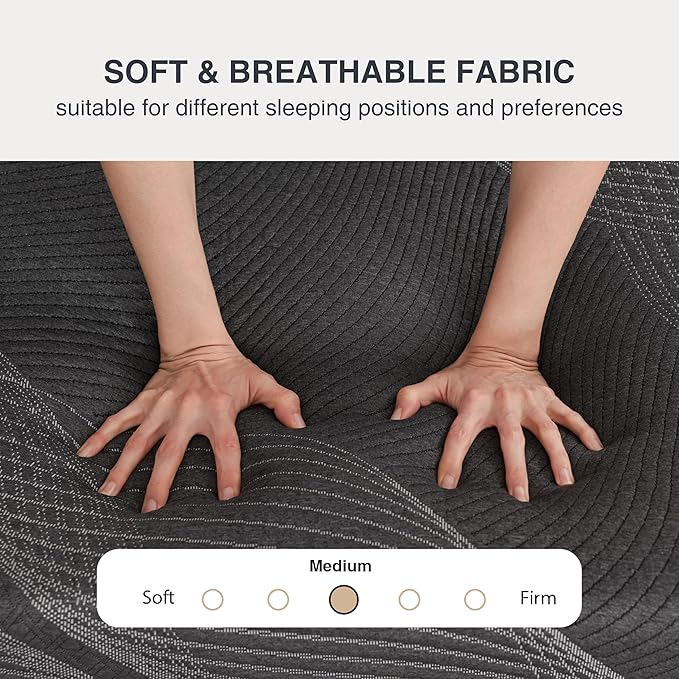 Full Mattress 10 Inch Charcoal Memory Foam in a Box, CertiPUR-US Certified Fiberglass Free, Gel Double Mattress, Made in The USA of US Foam, 75" × 54" × 10", Medium