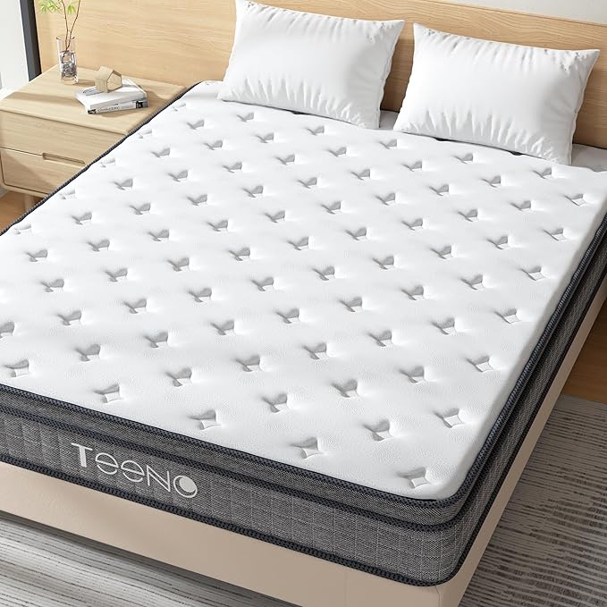King Mattress, 10 Inch Gel Memory Foam Pocket Coils Springs Hybrid Mattresses, Medium Firm King Size Mattress in a Box, CertiPUR-US Certified, Cool & Support Comfort