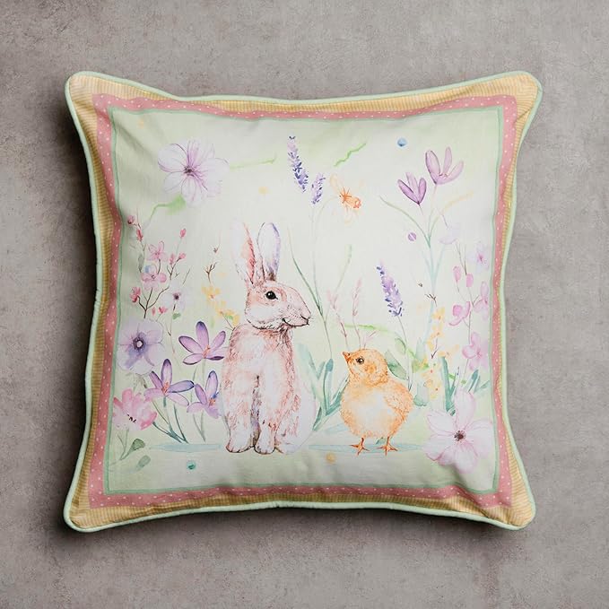 Maison d' Hermine Decorative Pillow Covers 20x20 Inch Square 100% Cotton Throw Pillow Covers with Invisible Zipper Cushion Case for Living Room Couch, Chair, Sofas, Bedroom, Home (Easter Zest)