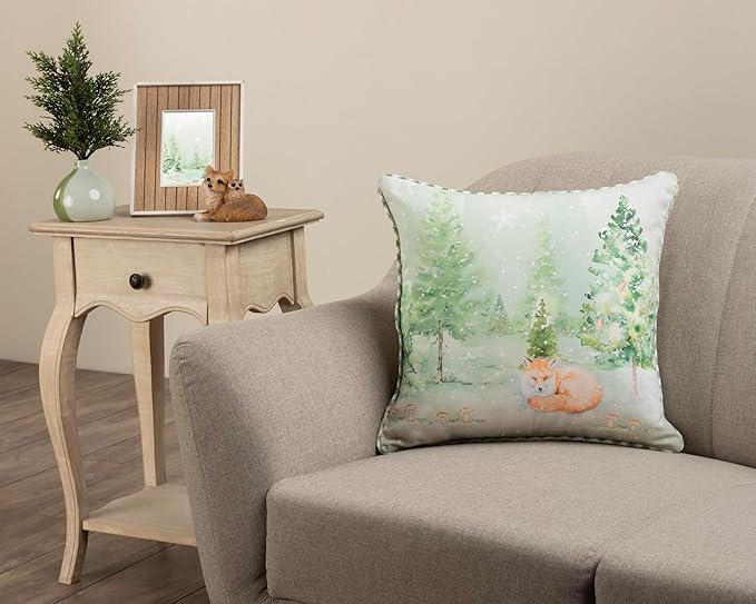 Maison d' Hermine Decorative Pillow Covers 18 x 18 Inch Square 100% Cotton Throw Pillow Covers with Invisible Zipper Cushion Case for Living Room Couch, Chair, Sofas, Bedroom, Home (Winter Mornings)