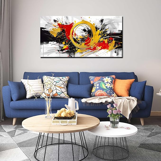 Abstract Wall Decor for Bedroom - Modern Wall Art for Living Room Ready to Hang Size 24" x 48"