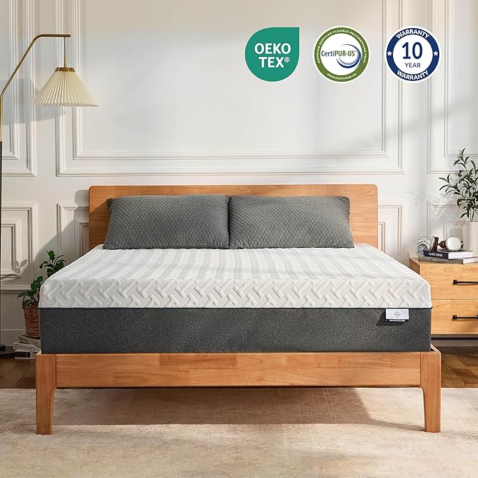 12 Inch King Green Tea Memory Foam Mattress for Cool Sleep & Pressure Relief, Bed in a Box, Removable Cover No Fiberglass, CertiPUR-US Certified