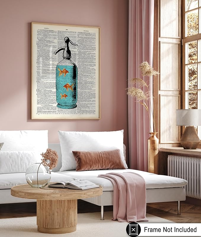 Poster Master Dictionary Art Poster - Goldfish Bowl Print - Fish Art - Aquarium Art - Gift for Men, Women & Animal Lover - Minimal Decor for Living Room, Bathroom or Office, 18x24 Unframed Wall Art