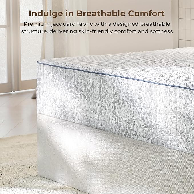 Queen Mattress,12 Inch Gel Memory Foam Mattress Queen Size, for Pressure Relief & Spine Support, Diamond Pattern Design, Medium Feel, CertiPUR-US Certified